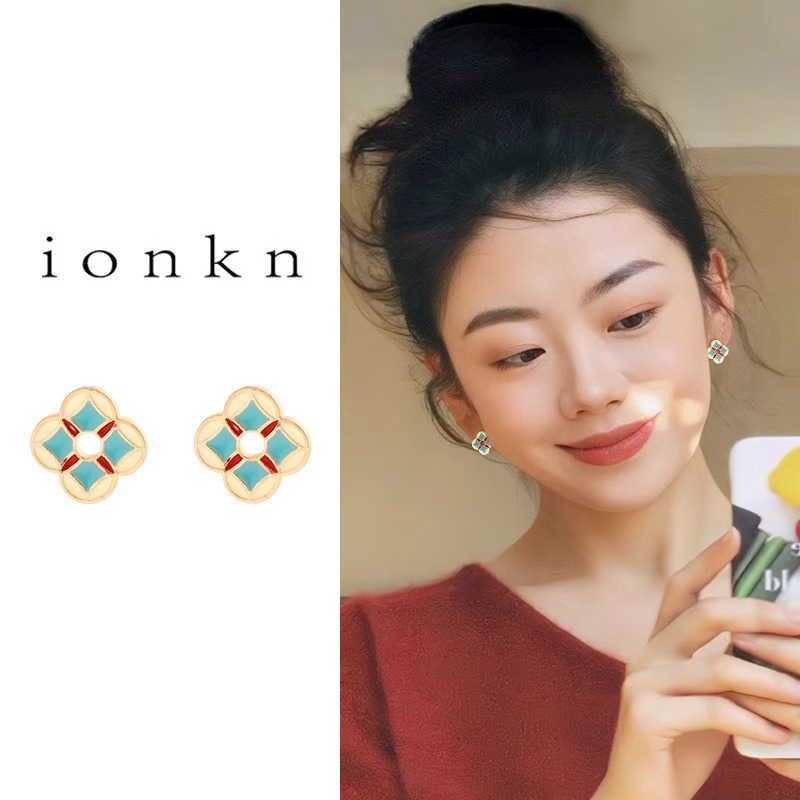 彩色珐琅耳夹女新款轻奢复古