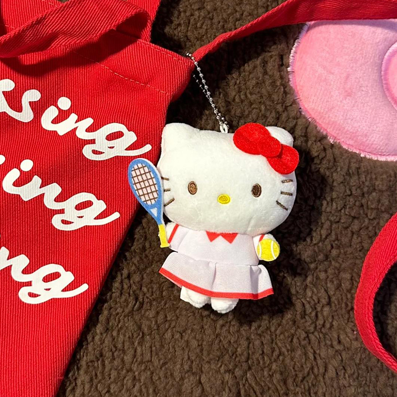 羽毛球hellokitty挂件哈喽hallo黑皮钥匙公仔书包毛绒小饰品网球