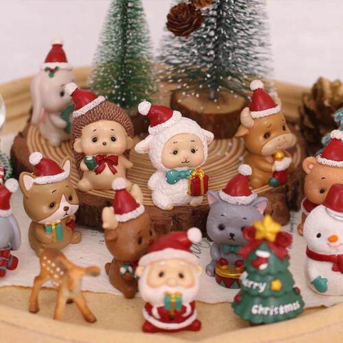 Christmas Ornaments Resin Elk Santa Claus Snowman Desktop