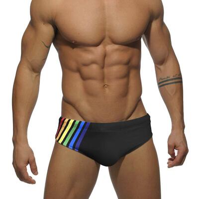 Sexy Rainbow Striped Swimwear European American Fashion Men