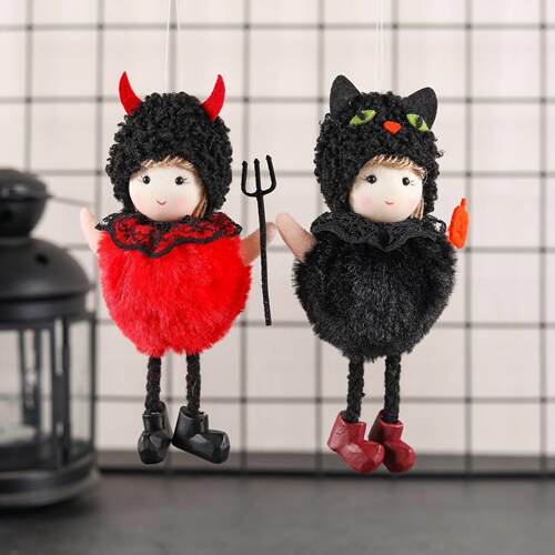 Halloween decorations Witch black cat trick pendant doll