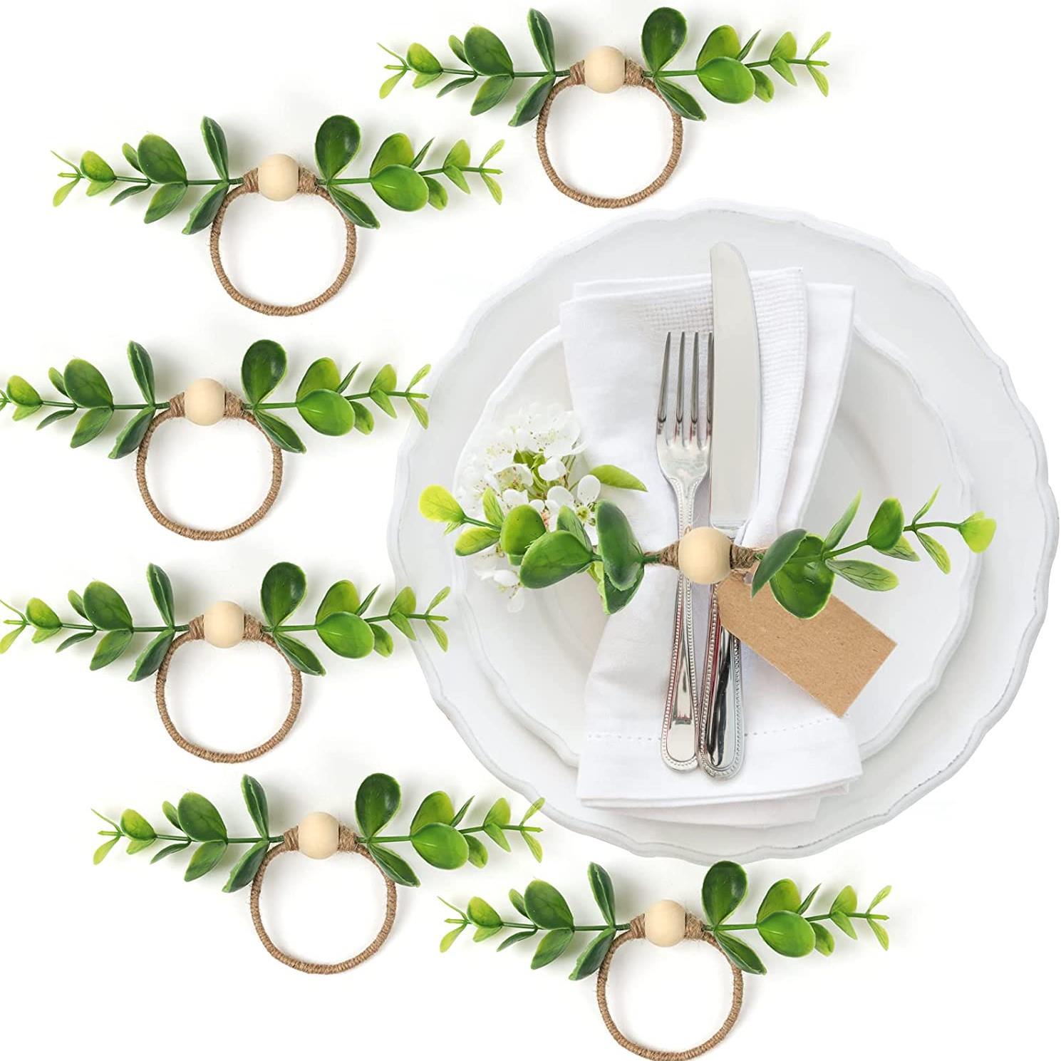 6 Pc Handmade napkin rings树叶餐巾环扣森系婚礼装饰酒店口布圈