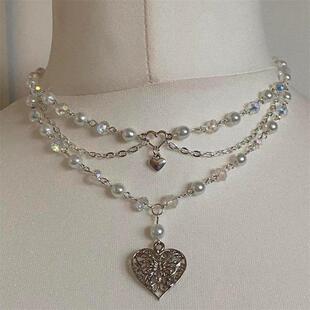 Pearls Butterfly Heart Fairycore Choker NecklacePixie Fairyc
