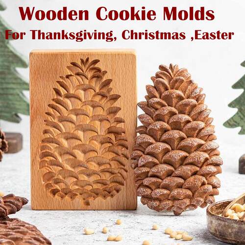 Wooden Cookie Mold Cutter Stamps for Baking Gingerbread