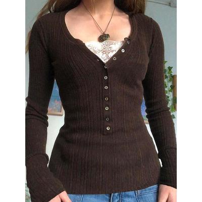 Y2k Lace Button T Shirt Fairycore Cute Retro Crop Top Contra