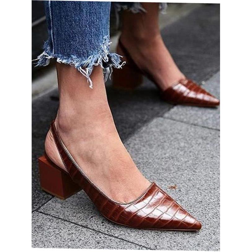 Genuien Leather Vintage Pointed Toe Women Shoes Pumps Spring