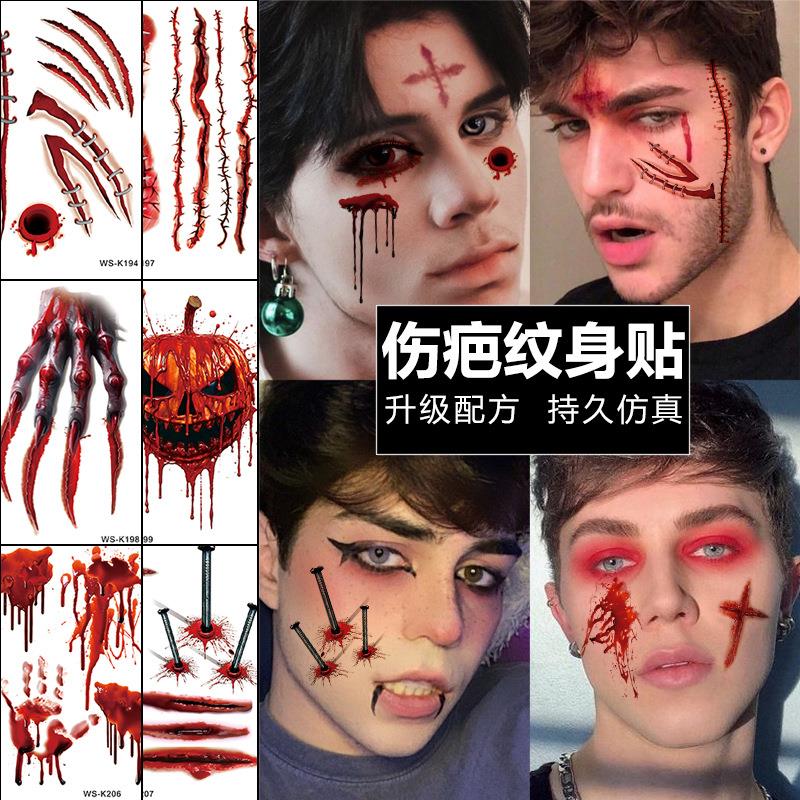 2pcs Halloween tattoo blood disposable waterproof sticker