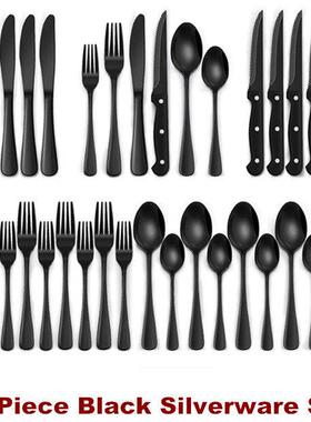 Black Silverware Set Tableware Cutlery Set Flatware Knives