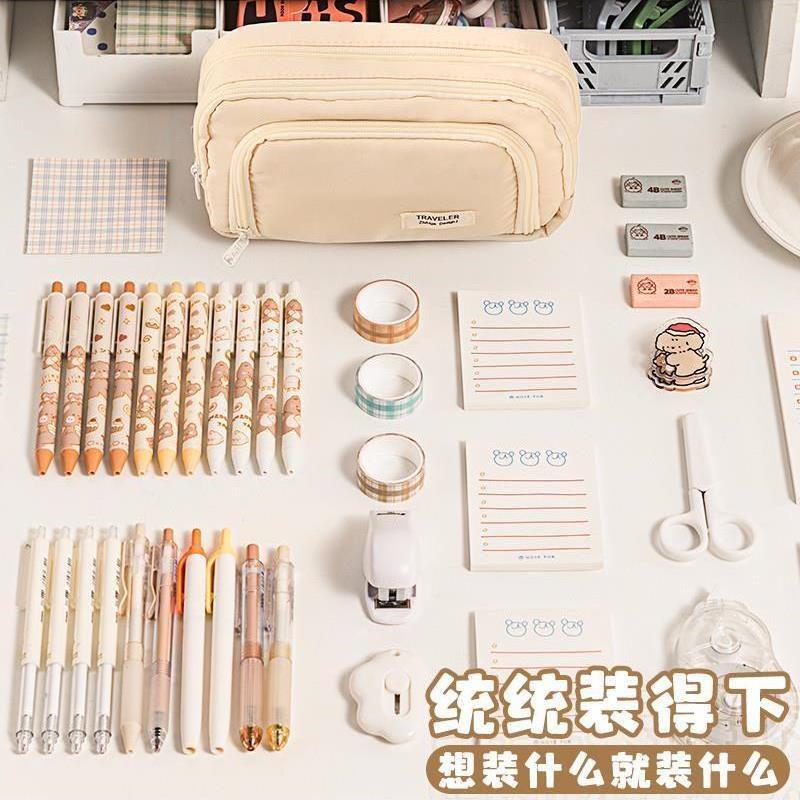 Large Capacity Pencil Case Kawaii Canvas Pencilcase School