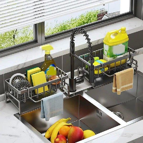 Sink Caddy Sponge Holder Sink Basket Brush Holder Dish