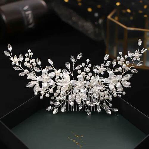 Silver Color Flower Hair Comb Jewelry Girls Handmade Alloy P