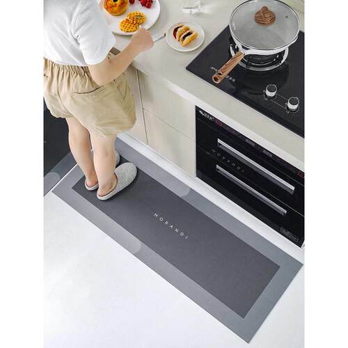 Thick pu floor mat kitchen non-slip washed leather door mat