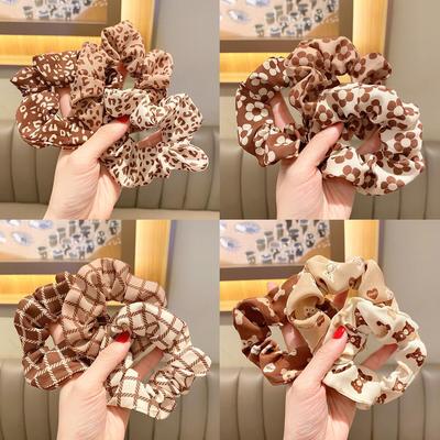 3/5/Pcs Silk Scrunchies Print Leopard Scrunchie Set Elastic