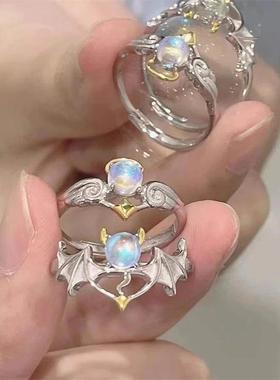 Rings Vintage Moonstone Ring Women's覆古月光石戒指开口可