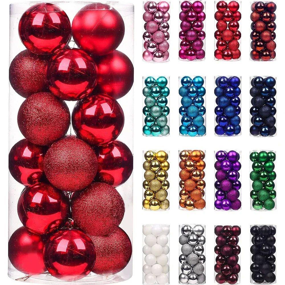 24Pcs Christmas Balls Ornaments for Xmas Tree Mini Shatterpr
