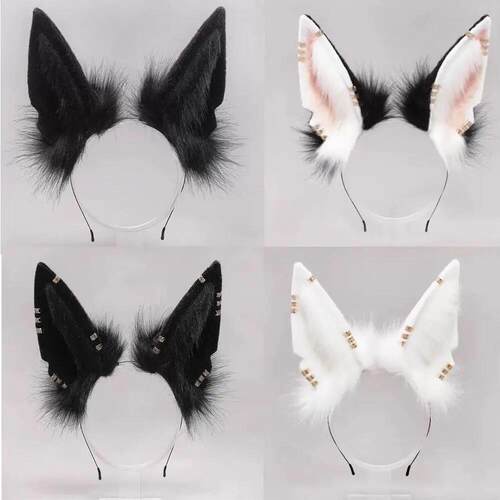 Christmas Women Animal Wolf Ears Headdress Plush Hairband Fu