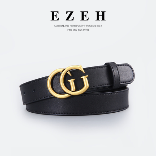 EZEH女士真皮合金百搭礼盒装皮带