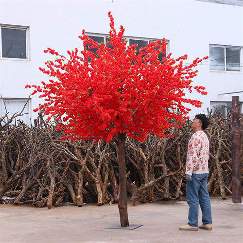 仿真腊梅花树新年舞台装饰布景许愿树落地花艺红梅假树红梅盆景