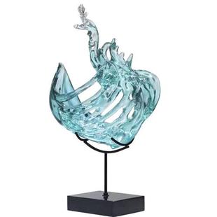 饰工艺品摆件酒店卧室客厅玄关样板房 现代简约抽象透明树脂家居装