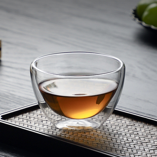 耐高温不烫手双层透明玻璃喝茶杯茶碗功夫茶具小茶杯品茗杯高硼硅