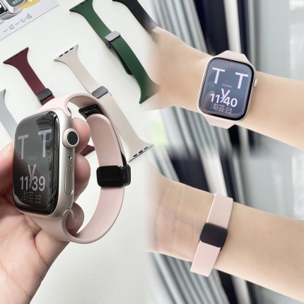 适用苹果iwatch10/9/8/7/6/5SE手表小蛮腰磁吸表带运动舒适创意