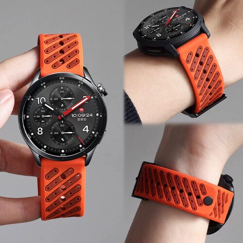 适用小米watch5表带硅胶双色斜孔S4sport透气watchs3运动手腕带男