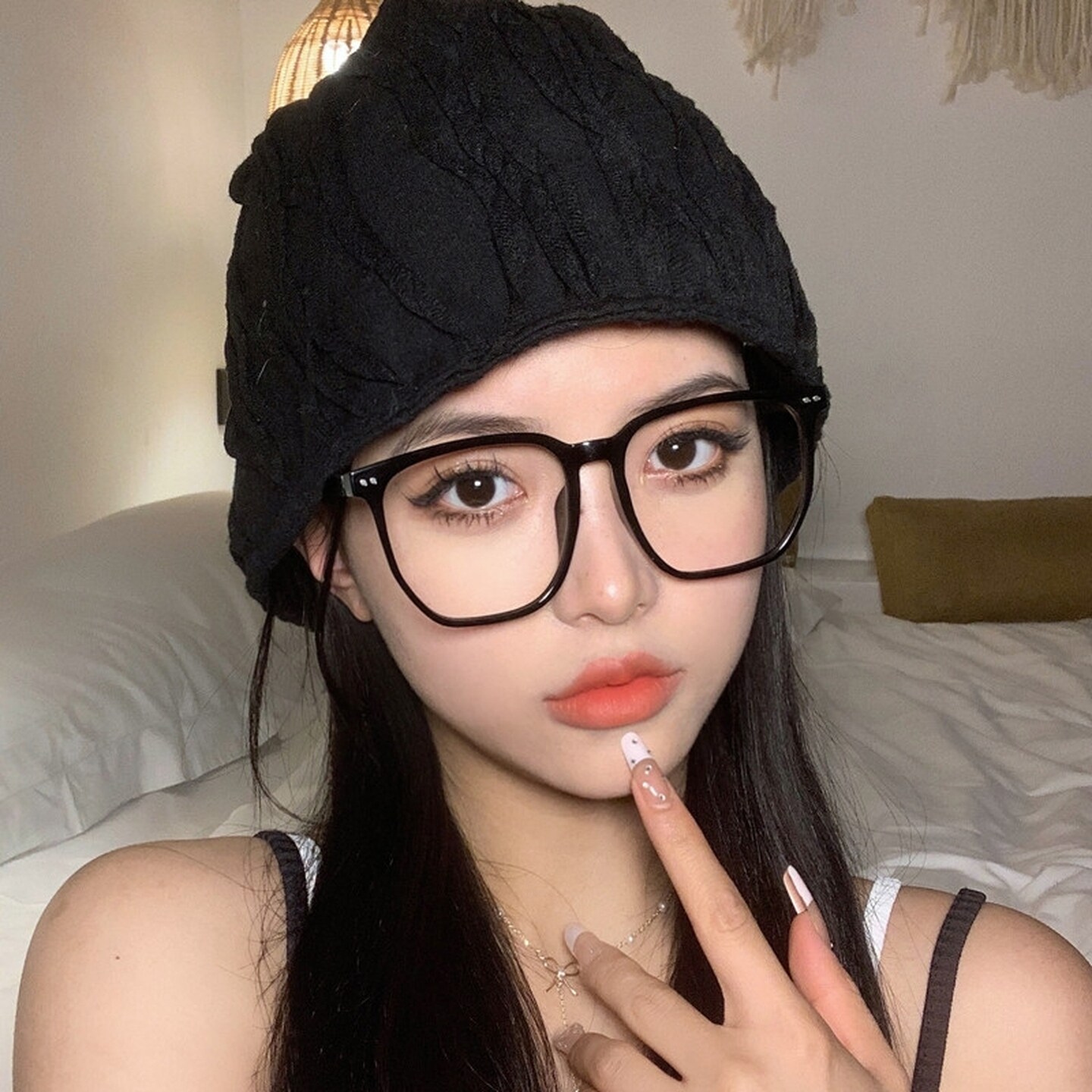 大脸黑框无镜片眼镜女高级感早八素颜近视防蓝光显瘦方形平光镜男
