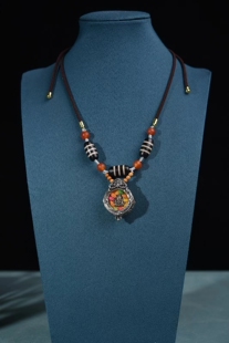 藏式 手工绳项链手链嘎乌盒.吊坠尺寸约39×27×10mm总重约31.7克