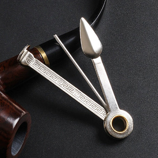 烟斗配件工具三合一烟刀刮刀压棒通针金属便携旅行折合金红木烟刀