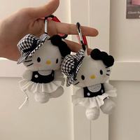 韓系新款可愛黑格帽kitty掛件