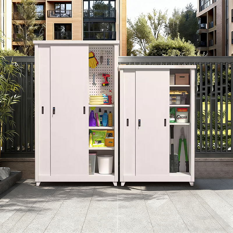 户外庭院储物柜阳台收纳柜防水防晒大容量工具柜移动多层置物柜子