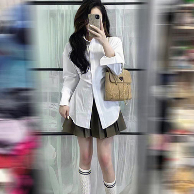 长袖衬衫收腰设计感小众修身显瘦