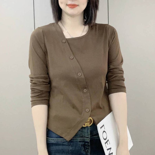 韩版长袖t恤女显瘦衬衫秋冬上衣