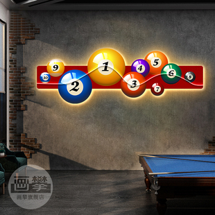 发光LED灯台球厅装饰挂画 画桌球室俱乐部软装背景墙面氛围布置壁