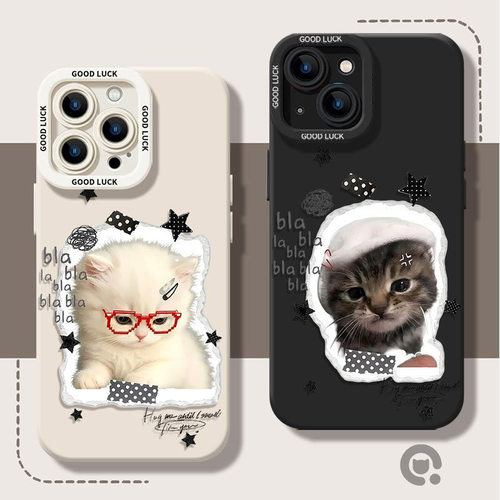 撕裂风猫咪情侣适用苹果17e/18ProMax手机壳磨砂iPhone16/15/14131211Pro学生XR/XS软SE3代6s/7/8Plus小红书
