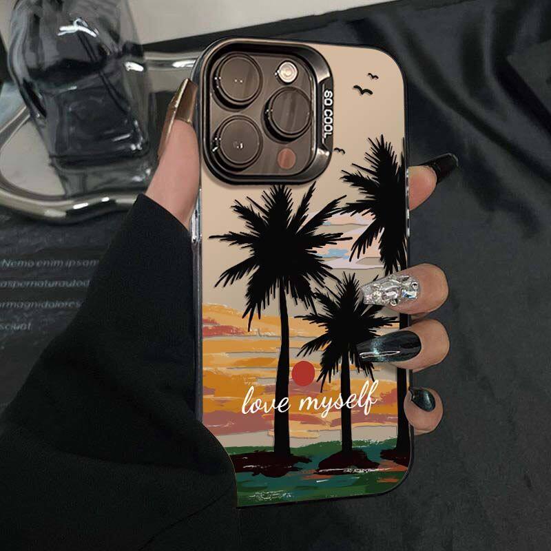 落日椰子树适用小米17/151413Ultra手机壳civi3彩银磨砂Turbo4Pro红米K90K80至尊版K70k60学生note15Pro+1413