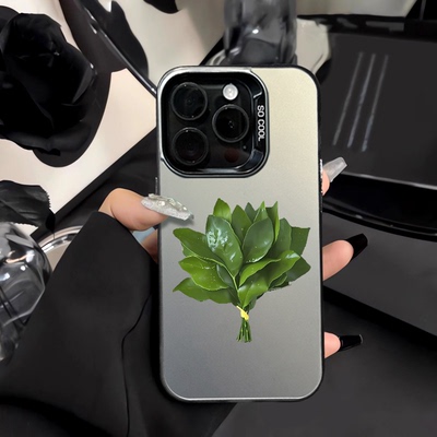 简约好运柚子叶适用小米17/1514Ultra手机壳civi3彩银磨砂Turbo4Pro红米K90K80至尊版K70k60男女note15Pro+14