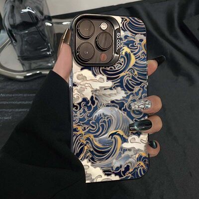 浮世绘海浪适用iPhone17Air/16Promax手机壳彩银磨砂苹果111213mini/1415Plus学生XRXS高级感SE3代6s/78Plus