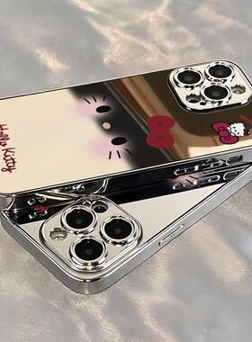 可爱猫咪表情适用OPPOReno1514手机壳镜面K12SK13Turbo电镀FindX9Pro/X8S+A6学生A1A2A3A5活力版a58a93a96a97