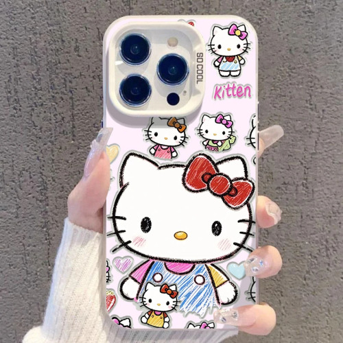 多彩可爱凯蒂猫适用OPPOReno1514手机壳K15Pro+K12sK13Turbo彩银磨砂FindX9X8S+A6sPro学生A3A5活力版A96A97