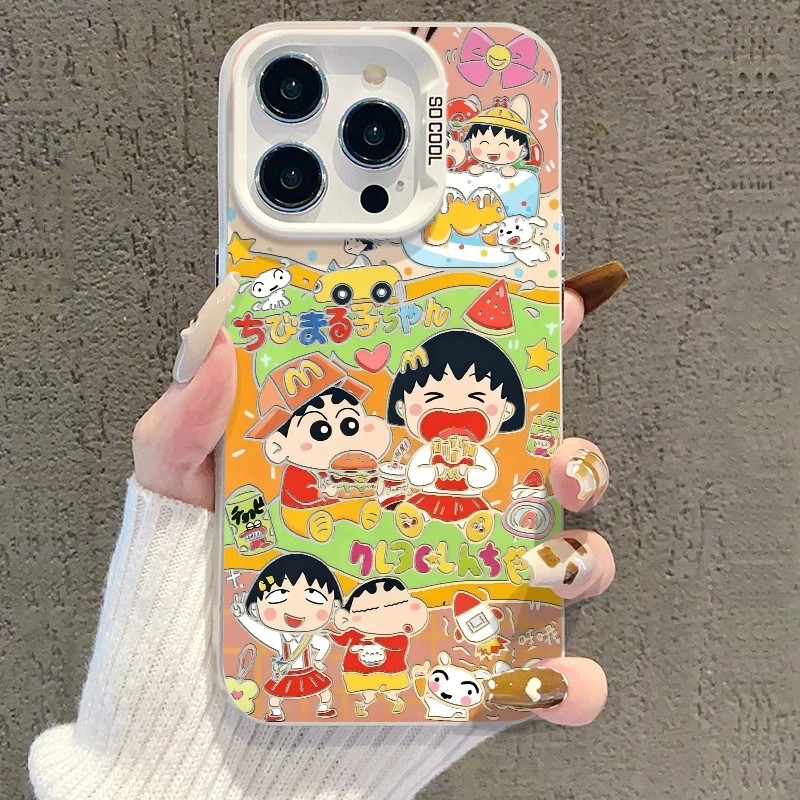 汉堡小新小丸子适用iPhone17Air/16Promax手机壳彩银磨砂苹果1213mini1415Plus学生XRXS高级感SE3代6s/78Plus