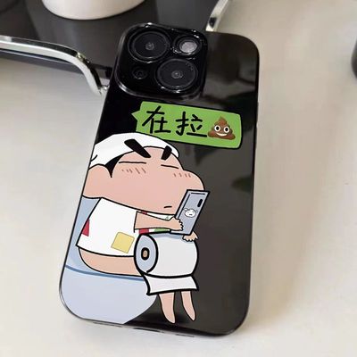 在拉屎小新适用小米17/15手机壳黑色civi3软Turbo4Pro红米K80至尊版K70K60男女学生note15Pro+14131211TPro