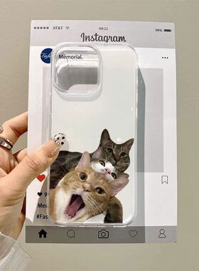 叠叠三只猫咪适用华为nova1514131211109手机壳畅享70X活力版白底Mate80Promax学生Pura80P70P60P50P40P30Pro