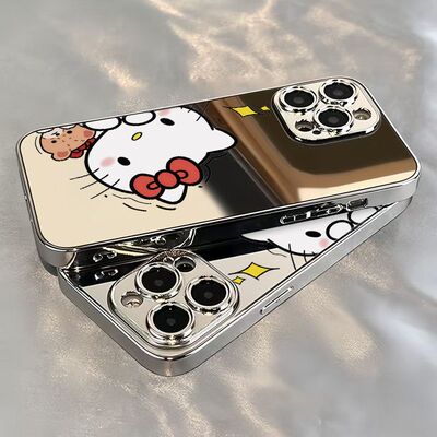 探头Kitty凯蒂猫适用OPPOReno1514手机壳镜面K12K13Turbo电镀FindX9Pro/X8S+A6学生A2A3A5活力版a58a93a96a97