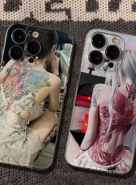 满背刺青少女适用OPPOReno1514手机壳透明K12K13Turbo软FindX9Pro/X8S+X7Ultra学生A1A3A5活力版a58a93a96a97