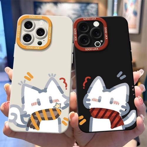 冬日围巾小猫情侣适用真我GTNeo7Turbo手机壳磨砂GT8Pro软realme13Pro+V11V13V25V30tV60V70学生Q3iQ5狂欢版