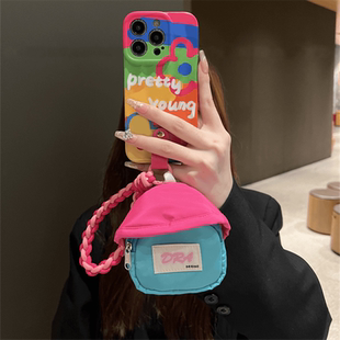 ins蘑菇零钱手提包适用iQOOZ9Turbo+Z8xZ7x手机壳iQOONeo10/9/8/7竞速版6se爱酷iQOO131211少女学生U1U3U5x