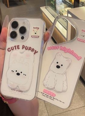 立体西高地狗狗适用OPPOReno14131211109Pro手机壳K12Plus白底FindX8S+/x7Ultra少女学生A5活力版A58A96A97