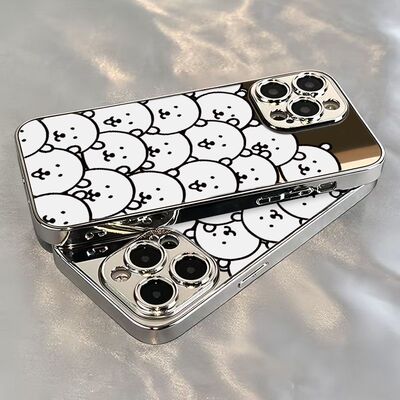 满屏自嘲熊适用OPPOReno1514手机壳镜面K12SK13Turbo电镀FindX9Pro/X8S+A6学生A2A3A5活力版a58a91a93a96a97