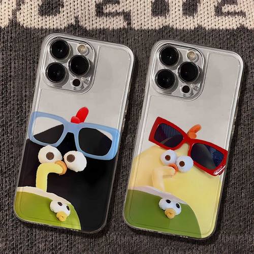 墨镜情侣小鸡适用真我GTNeo3/Neo2T手机壳realme1012Pro+透明V11V13V20V15V25V30tV50sV60学生Q3iQ5狂欢版